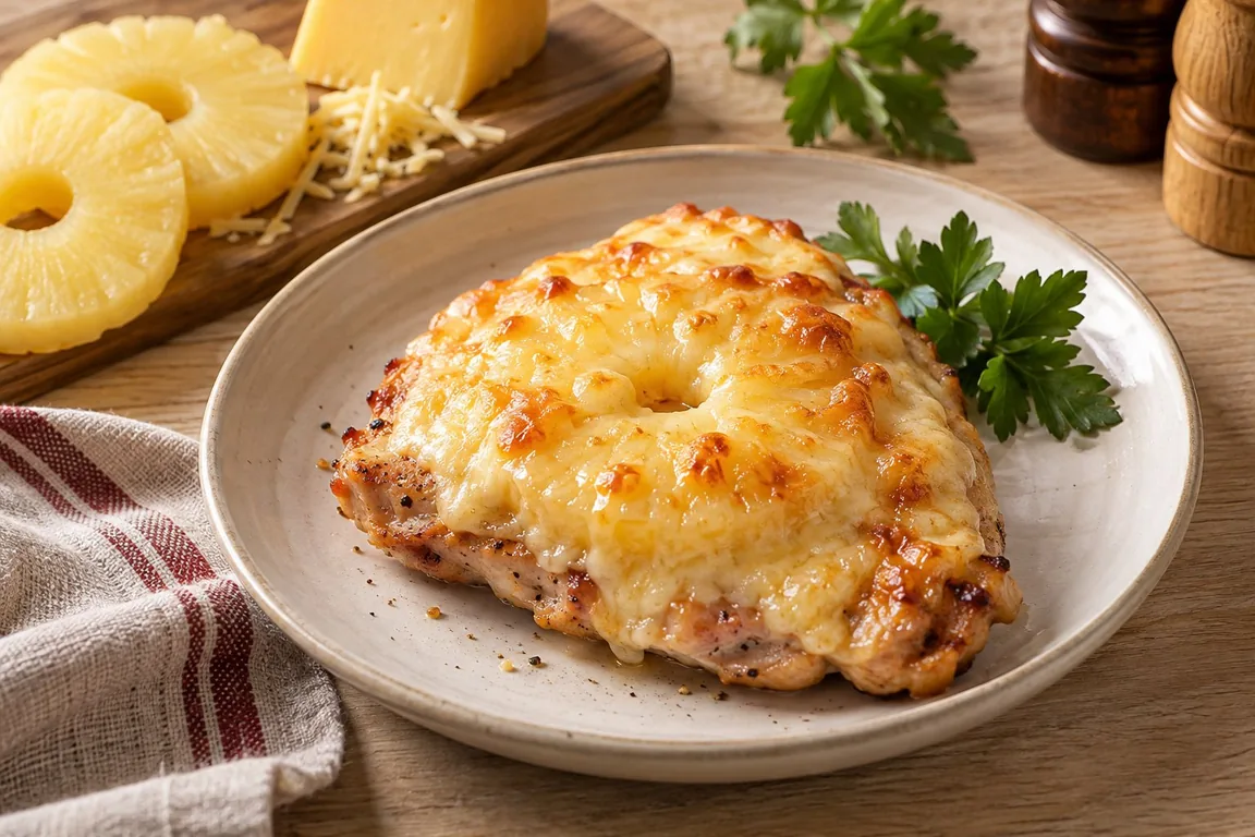Курица с ананасом под сыром