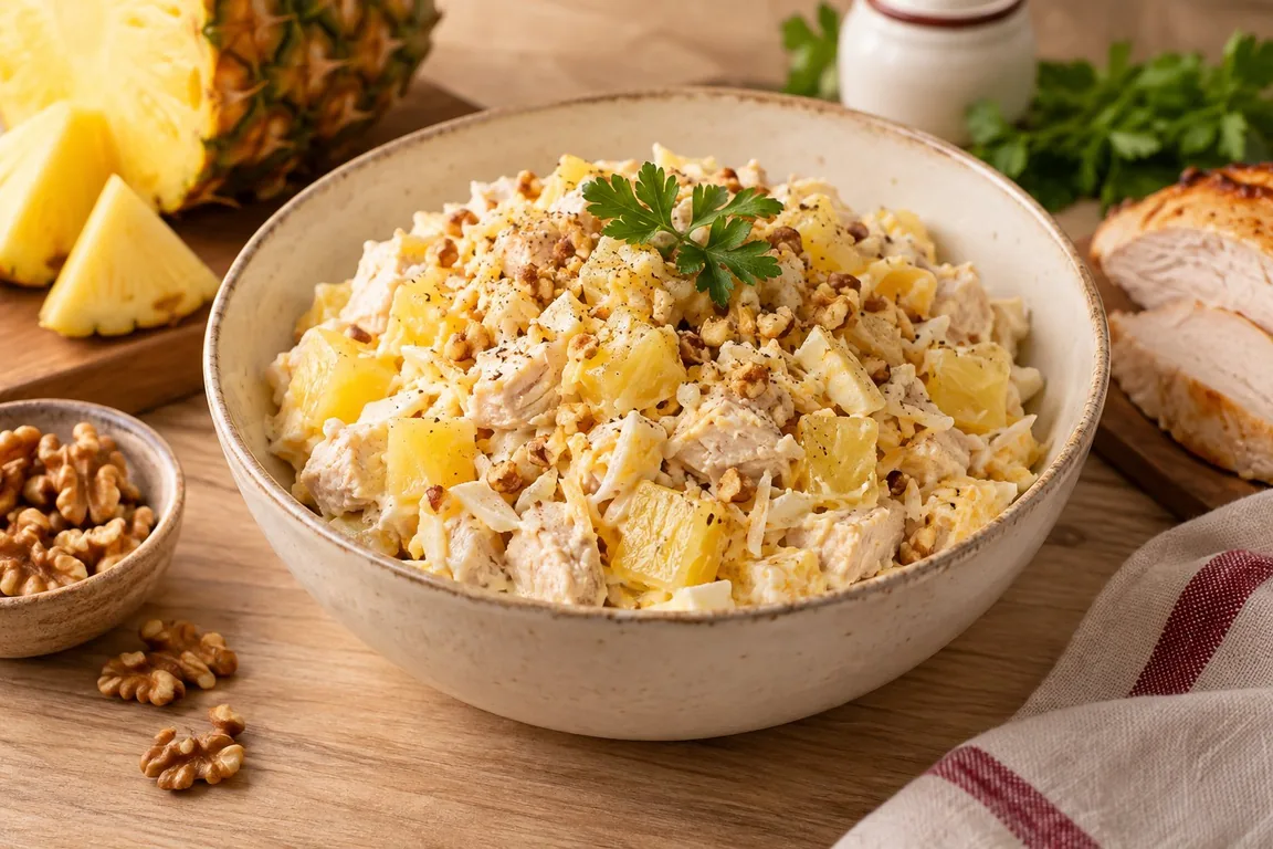 Салат с курицей и ананасом