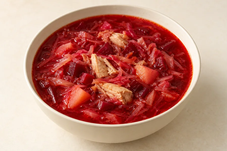 Борщ с мясом курицы